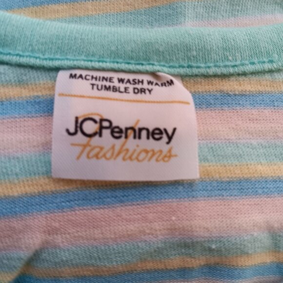 XS True Vintage 1980's Mom Tank Top JCPenney Pastel Striped - Picture 7 of 8